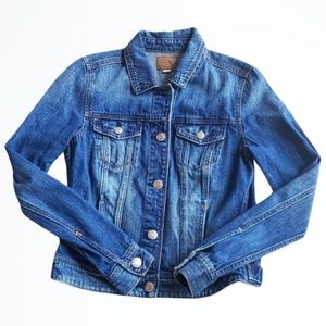 American Eagle Blue Denim 100% Cotton Full Button Up Jean Jacket Size S Bust 32